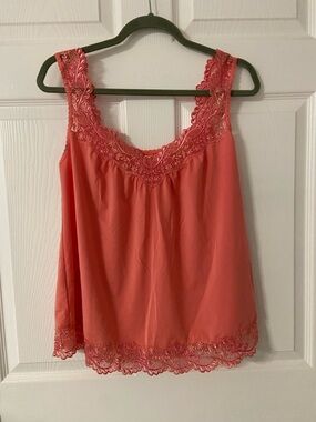 PALTAL Peach Laced Trim Lingerie Top